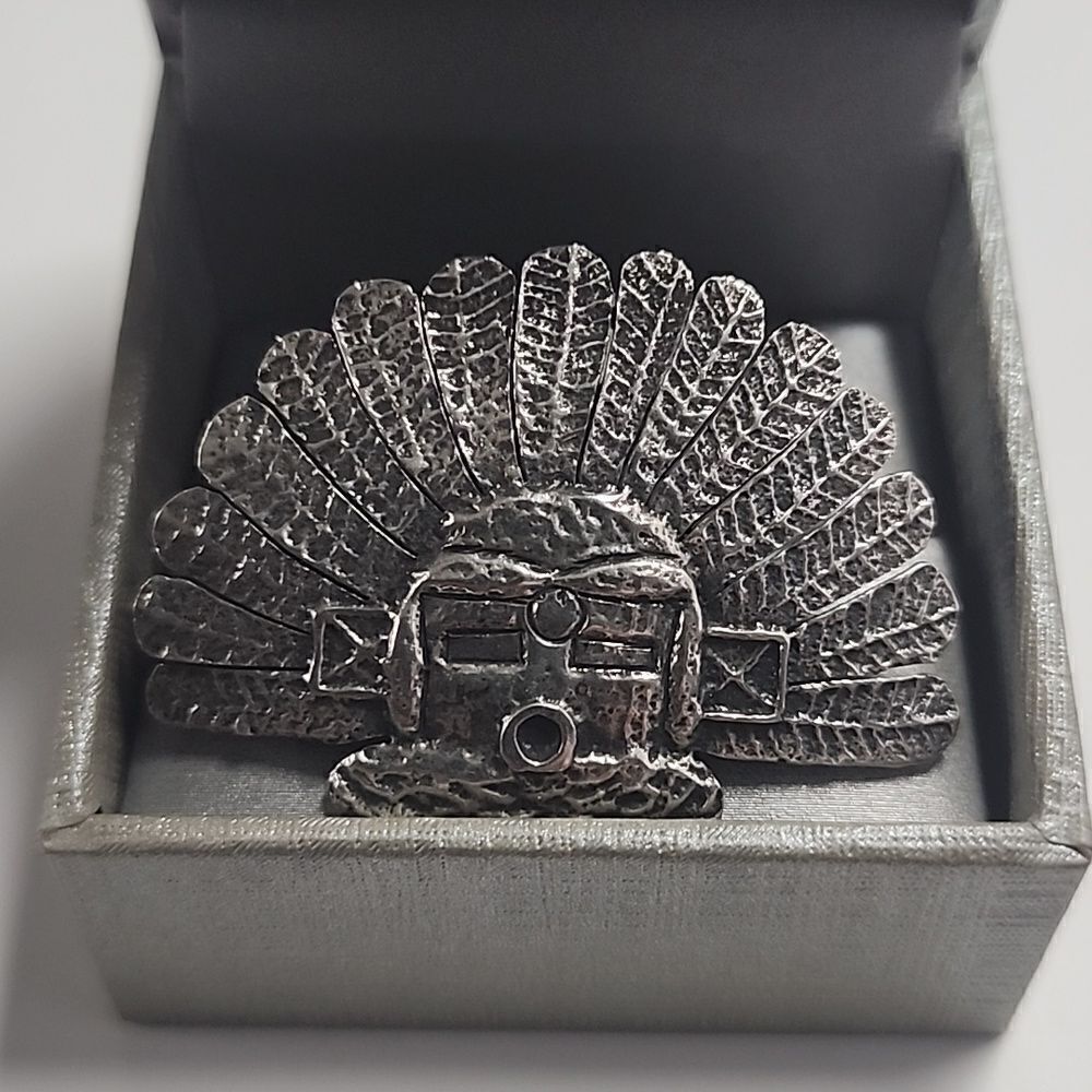RARE Sterling Kachina Head Dress Brooch Pin Unisex Mens Womens 925 - Picture 5 of 8